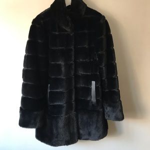 Jones New York, faux fur, stand collar coat
